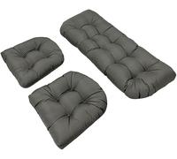 Hoowarm Juego de 3 Cojin de Sillas de Mimbre Exterior, Impermeables Jardín Cojines para Sillas 110x48cm/48x48cm Gruesos Columpio Respaldo Cojines para Patio, Sofá, Silla de Ratán(A)