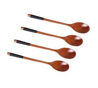 HOOWIFFY 4 Cucharas de Madera con Mango Largo y Diseño Anticaída para Cocinar y Mezclar, Utensilios de Cocina Hogar, Paquete de 4 Piezas