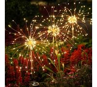 Hopelit Gartendeko Solar Gartenleuchte Außenen, Solarlampen für Außen Garten 2 Stück 150 LED, Gartenlichter Solar Feuerfeusten 8 Modi Wasserdicht für Pathway Yard Blumenkästen Deko(Warmweiß)