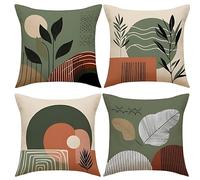 Hopomoon Funda de Cojín 45x45 Set de 4 Bohemio, Cojín Decorativo Verde Salvia Terracota, Moderno Abstracto Geométrico Hojas Escandinavo, Cojín para Sofá Salón, Regalo para Mujeres Mamá