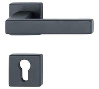 HOPPE FH Toulon - Manilla con roseta PZ, grosor de la puerta 40-45, VK 8,5 aluminio negro mate
