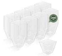 Horeca Collection - 200 Uds Bol Cuadrado Transparente 120 cc - 5,8 x 5,3 cm - Vasitos Aperitivos Plastico - Vasitos para Postres - Catering - Cuencos - Vasos - Finger Food