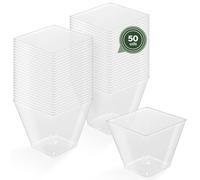 Horeca Collection - 50 Uds Bol Cuadrado Transparente 120 cc - 5,8 x 5,3 cm - Vasitos Aperitivos Plastico - Vasitos para Postres - Catering - Cuencos - Vasos - Finger Food