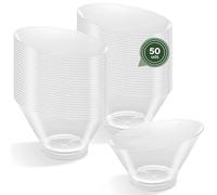 Horeca Collection - 50 Uds Bol Redondo Grande Asimétrico Transparente 250 cc - 10,6 x 6 cm - Vasitos Aperitivos Plastico - Vasitos para Postres - Catering - Cuencos - Vasos - Finger Food