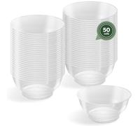 Horeca Collection - 50 Uds Bol Redondo Transparente 210 cc - 10 x 4,5 cm - Vasitos Aperitivos Plastico - Vasitos para Postres - Catering - Cuencos - Vasos - Finger Food