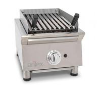 Horemaq Parrilla Vasca a Gas Profesional 40 cm con Piedra Volcánica, 2 Quemadores, Parrilla de Acero Inoxidable Regulable en 3 Alturas, 5,5 kW, 40VASN