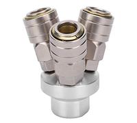 Horett Conector de 3 Vías Accesorio de Aire Acoplador Aire Conector Rápido G1/4 Hembra Cromado Autobloqueo Operación con 1 Mano con Anillo Sellado NBR para Herramientas Neumáticas
