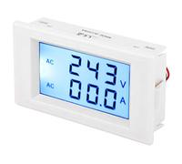 Horett Voltímetro de CA Amperímetro Medidor de Corriente Medidor Amperios Pantalla Dual Digital LCD Luz Fondo Azul AC80 A 300 V 0 A 50 0 100 con Transformador Corriente (Blanca)