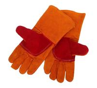 HORIALENCE Guantes de Soldadura de Cuero Vacuno, Guantes Soldador de Color Naranja, Resistentes al Calor, Ignífugos y Flexibles, para Mig y Campamento Fuego
