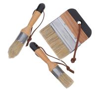 HORIALENCE Juego de Pinceles Redondos de Cerda de Jabalí para Pintura y Decoración del Hogar, Set de 3 Piezas Mango de Madera, Aplicación Suave y Fácil de Usar