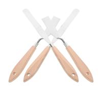 HORIALENCE Raspadores para Pintura al Óleo para Mezclar Pigmentos Mango de Madera y Acero Inoxidable , Espátulas Artísticas de 4 Piezas y