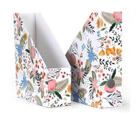 HORLIMER 12 Piezas Revistero Archivador Flores y Plantas A4, Organizador de Carpetas de Cartón, Archivador Vertical con Etiquetas para Libros, Documentos 25,4x8,5x30,5 cm