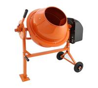 Hormigonera eléctrica portátil 70 litros 250 W Naranja, Velocidad 30 revoluciones/minuto - Mango ergonómico y 2 ruedas para transporte - Bricolaje Renovación DIY