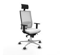 Horna sincro malla blanca bali blanco brazos 1D base aluminio cabecero fijo ruedas 65mm engomadas