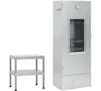 Horno ahumador de barbacoa con mesa acero galvanizado