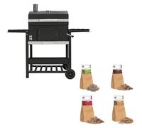 Horno ahumador XL-BBQ, parrilla de carbón y astillas/trozos de madera para uso en exteriores