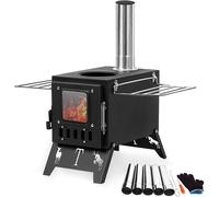 Horno de campaña de alta eficiencia, hornos de leña para camping, horno de leña portátil con 5 secciones y tubos de acero inoxidable, para calefacción y cocina al aire libre, caza, pesca en hielo. Col