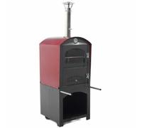Horno de leña de exterior Minimus 50 Mini EXT en acero - Techo rojo