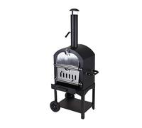 Wellhome Horno de Pizza de Carbón para Barbacoa con piedra 67x47,5xH156cm