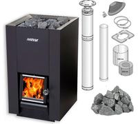 Horno de sauna Harvia Linear 18, fabricado en Alemania, set completo que incluye piedras y sistema de chimenea