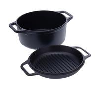 Horno holandés olla inducción hierro fundido curado 27cm, tapa - sartén, 5,7l, sin ptfe, victoria 30940