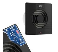HOROZ ELECTRIC Extractor Baño 120 mm Silencioso Negro con Filtro 15W HELIX - Extractor de Aire 120 m³/h 47 dB -Ventilación Baño Cocina y Aseo - Antihumedad y Antimoho