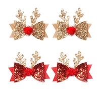 Horquilla de Navidad para mujer, con lazo para el pelo, con cinta brillante, para árbol de Navidad, accesorio elegante para fiestas (rojo, talla única)