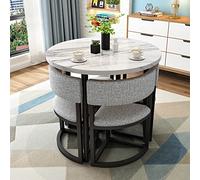 HORV - Juego de mesa de comedor redonda pequeña para 4 personas, 80 cm, ahorra espacio, comedor, desayuno, cena, conferencia, hogar, oficina, apartamento, balcón, cocina, estudio, café, sofá lateral