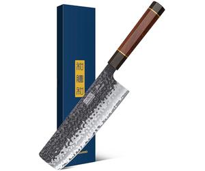 HOSHANHO 18 cm Cuchillo Nakiri, Cuchillo de Cocina Nakiri Japones de Acero de Alto Carbono, Multiusos Cuchillo de Cocinero Para Rebanar Carne Cortar Verduras, Extra Afilada, Mango Octogonal