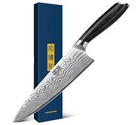HOSHANHO Cuchillo de Chef de 20 cm, Cuchillo de Cocina Cuchillo de Cocinero | Cuchillo de Cocina Japonés Profesional Ultraafilado de Acero al Carbono en Polvo con Mango Ergonómico de Madera de Pakka