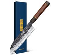 HOSHANHO Cuchillo Santoku de 18 cm, Cuchillo de Chef Profesional de Acero de Alto Carbono VG 10, Cuchillo de Cocina Japones Súper Afilada Cuchillo de Cocinero con Mango Octogonal de Madera