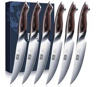 HOSHANHO Juego Cuchillo de Carne 6 Piezas, Cuchillos de Mesa Sin Dientes