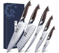 HOSHANHO Juego de Cuchillos de Cocina 5 piezas, Juego de Cuchillos Japones | Juego de Cuchillos de Chef de Acero Inoxidable de Alto Carbono Profesionales Ultra Afilados con Mango Ergonómico