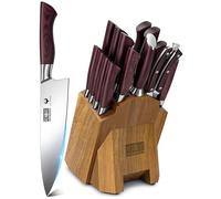 HOSHANHO Juego de Cuchillos de Cocina de 18 Piezas, Juego de Cuchillos de Chef de Acero Inoxidable de Alto Carbono, Juegos de Cuchillos con Bloque Profesional Ultra Afilado con Tijeras