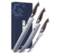 HOSHANHO Juego de Cuchillos Jamoneros de 3 piezas, Cuchillos Japonés | Juego de Cuchillos Para Cortar Pechuga de Acero con Alto Contenido de Carbono y Mango Ergonómico de Madera de Pakkawood