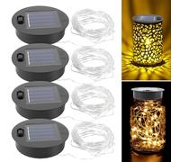 HOSPAOP 4 lámparas solares de repuesto superior de 7 cm, módulo solar de repuesto con luces LED de color blanco cálido, resistentes al agua, piezas de repuesto para lámparas solares, farolillos, tapas