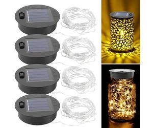 HOSPAOP 4 lámparas solares de repuesto superior de 7 cm, módulo solar de repuesto con luces LED de color blanco cálido, resistentes al agua, piezas de repuesto para lámparas solares, farolillos, tapas