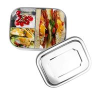 HOSPAOP - Fiambrera de acero inoxidable, a prueba de fugas, con 3 compartimentos, 16 x 13 x 6,2 cm, 1000 ml, lonchera Bento para niños y adultos