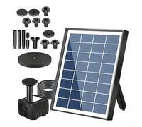 Hosrivae Bomba de fuente de jardín alimentada por energía solar, bomba solar flotante de 10 W con 500 l/h, boquillas ajustables para decoración al aire libre de estanque de baño de pájaros