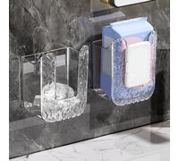 Hosrivae Dispensador de pañuelos de pared con sistema de montaje adhesivo, organizador de almacenamiento de baño para paños de cara, toallitas húmedas (gris transparente)