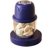 Hosrivae Picadora de ajo recargable por USB, procesador de alimentos de tazón de vidrio de 350 ml con 6 acero, picadora inalámbrica de 28000 RPM, ajo, carne, verduras, utensilio de cocina portátil