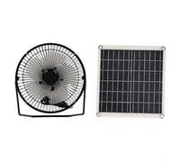 Hosrivae Ventilador solar de 10 W con panel, portátil recargable por USB, ventilador de suelo y mesa para camping, RV, invernadero, perrera de perro, ajustable, negro (sin)