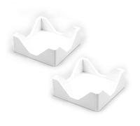 Hostelnovo - 2 Servilleteros de Madera Natural y diseño Moderno - Ideal para servilletas de cóctel - Madera - Fabricado en España - Color Blanco - 10 x 10 x 4,5 cm - 2 unidades