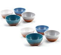 Hostelnovo - Pack Bowls Multicolor de cerámica Natural - Fabricado en España y Pintado a Mano - 4 Colores : Azul, Verde Turquesa, Gris y Blanco (4)