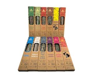 HOSTENATURA Aroma Nature | Kit Incienso Orgánico Variado | 12 Cajas de Inciensos Naturales Artesanales | Incluye Copal, Vainilla, Salvia, Lavanda, Romero, Ruda, Sándalo, Canela, Palo Santo y más