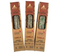 HOSTENATURA Aroma Nature | Pack 3 Inciensos Orgánicos Canela | 3 Cajas con 8 Varillas Gruesas | Incienso Natural Artesanal de Larga Duración 1h | Aroma Cálido y Especiado