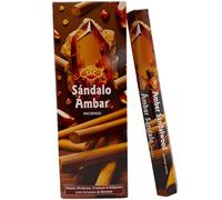 HOSTENATURA Incienso Sac Sándalo Ámbar | Caja de 120 Barritas de Incienso Hexagonal | Aroma Cálido, Amaderado y Envolvente
