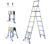 HOSTRÖM Escalera telescópica de 8 escalones EXTENDACT8, Escalera telescópica 2,3m+2m, Escalera Plegable telescópica, Altura máxima de Trabajo 3,8m, Garantía de 5 años.