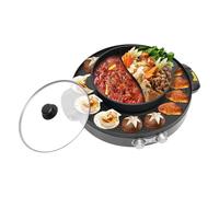 Hot Pot - Fuente eléctrica con parrilla, 2 en 1, olla shabu shabu y barbacoa coreana - 2200 W Hotpot con parrilla, olla eléctrica para fiestas, familia y socialización