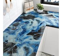 HotDecor Vinilo Encimera Cocina Papel Pintado Autoadhesivo Marmol Azul/Blanco/Negro Papel Adesivos Decorativos Muebles Vinilos Para Muebles Cocina Rollo Vinilo Mármol Azul Mate 40cm x 200cm